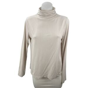 James Perse Classics Women's Beige Long Sleeve Turtleneck Sweater Top Size 2
